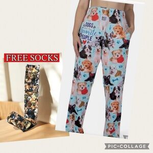 NEW BRIEF INSANITY  DOGS ARE MY FAVORITE PEOPLE PUPPY PAJAMA PANTS ✨FREE SOCKS✨